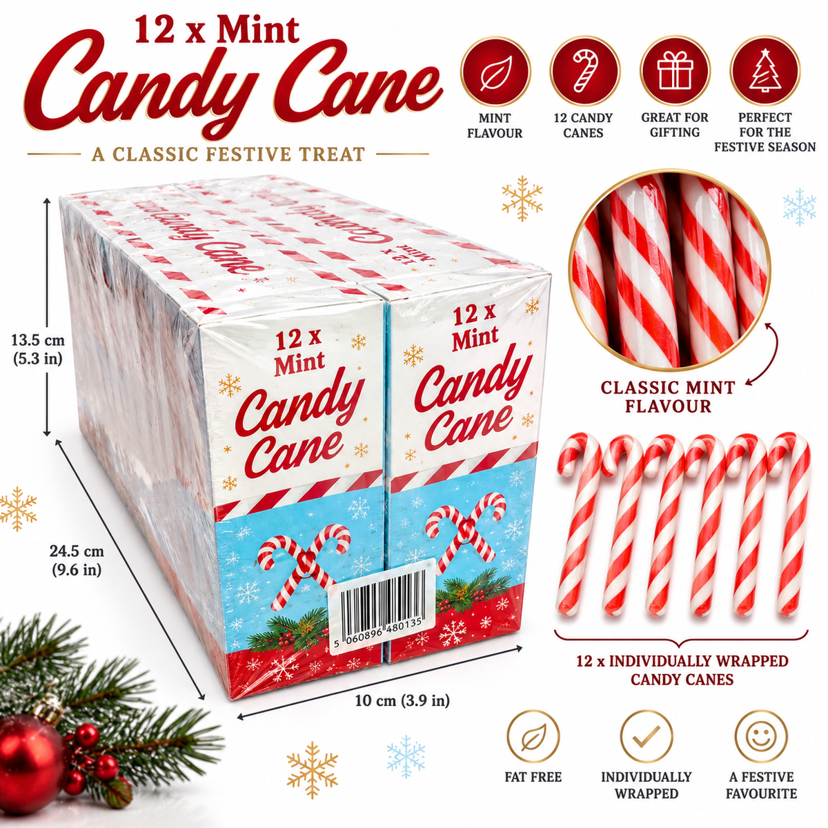 Mini Candy Canes | 24 Pack (240g)