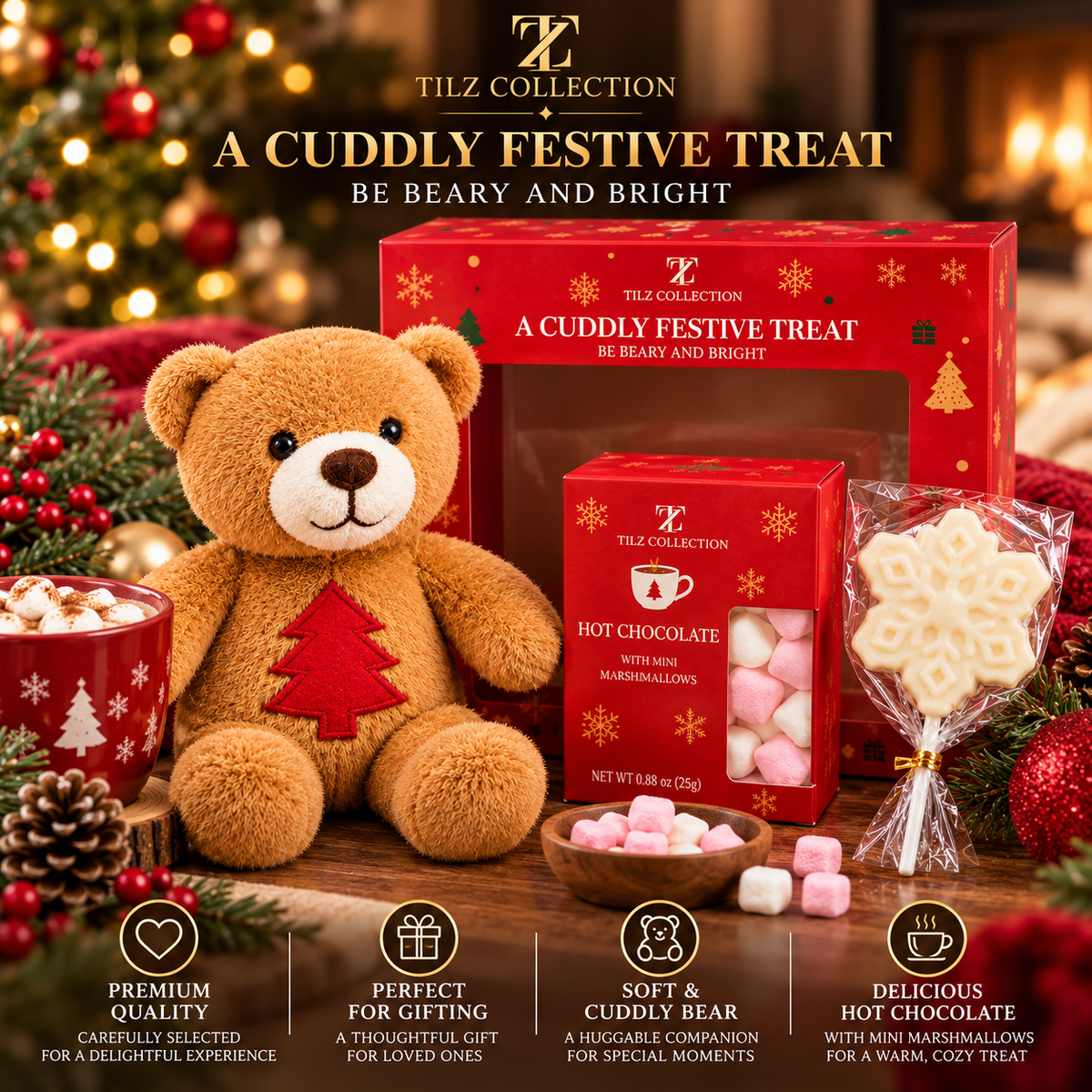 Christmas Cocoa & Cuddles Gift Set | Santa Teddy & Hot Chocolate