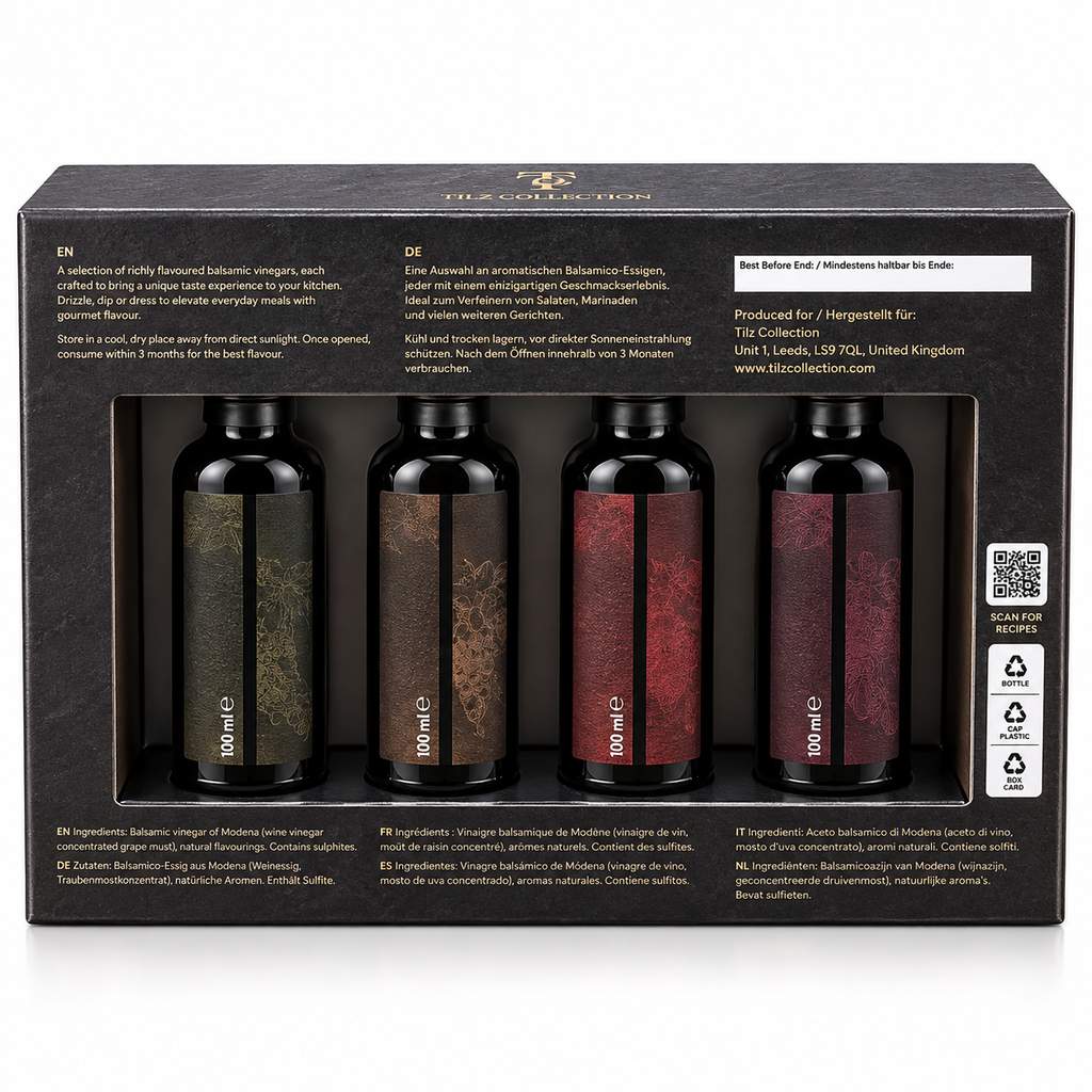 Flavoured Balsamic Vinegar Set | Pomegranate, Fig, Strawberry & Blackberry (4 × 60ml)
