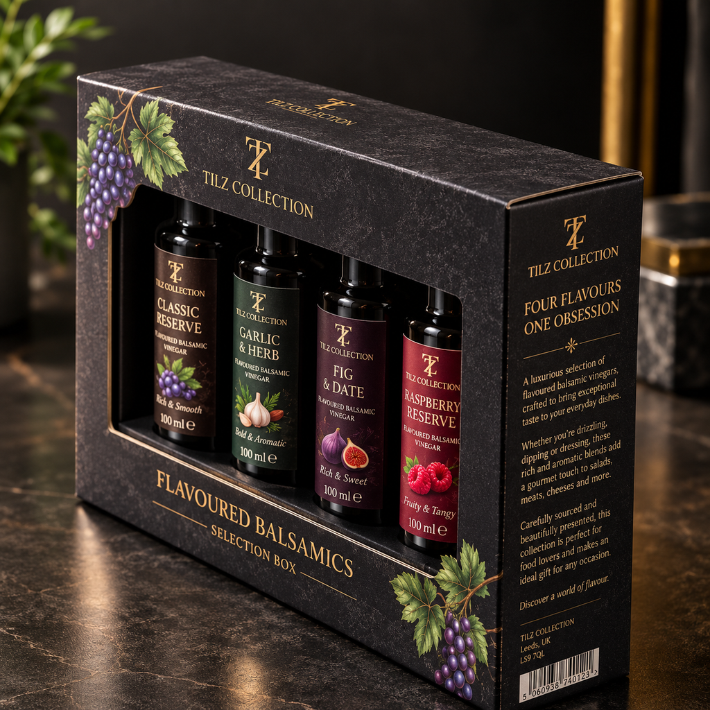 Flavoured Balsamic Vinegar Set | Pomegranate, Fig, Strawberry & Blackberry (4 × 60ml)