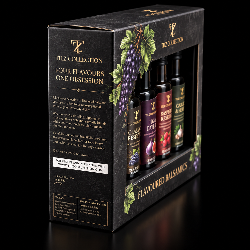 Flavoured Balsamic Vinegar Set | Pomegranate, Fig, Strawberry & Blackberry (4 × 60ml)