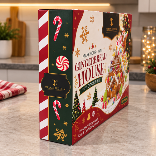 Build Your Own Gingerbread House Kit (530g) – Make Your Own Gingerbread Man & House Set – Ideal Kids Snacks, Party Bag Filler & Holiday Essentials – DIY Christmas Gift Hamper Treat