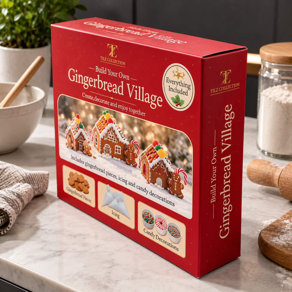 Gingerbread Village Kit | DIY House with Icing & Sweets