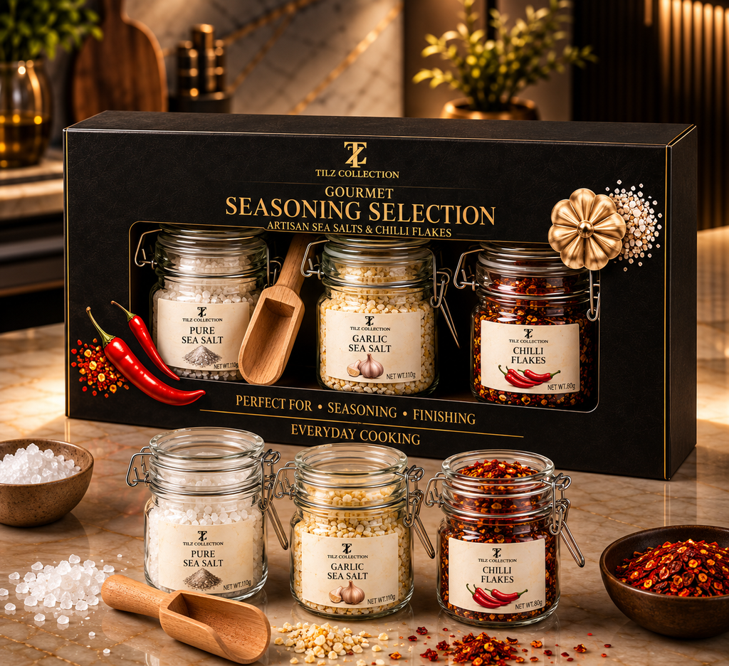 Gourmet Seasoning Set | Sea Salt, Garlic Salt & Chilli Flakes (3 × 100ml)