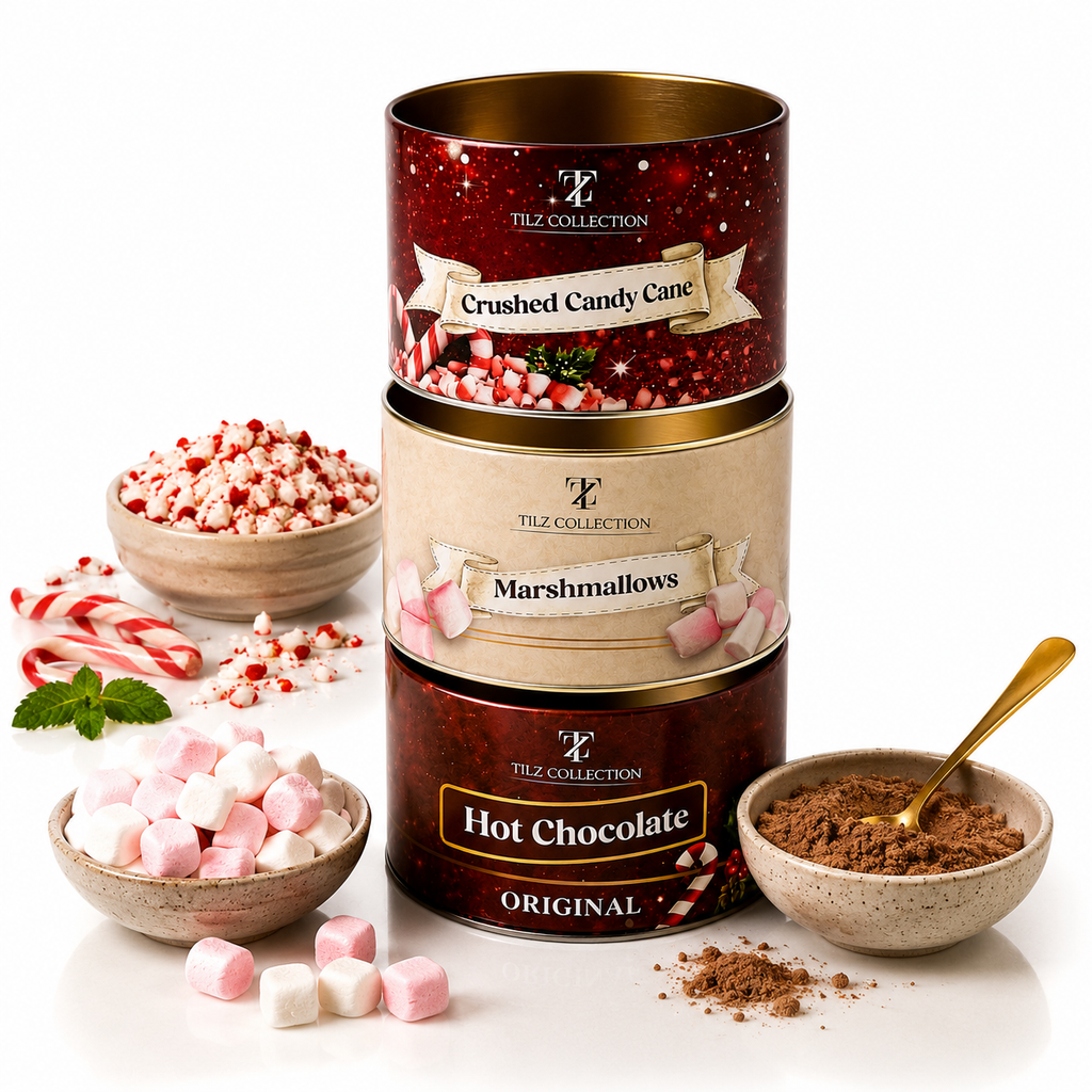 Hot Chocolate Stacked Tins Gift Set | Cocoa, Marshmallows & Candy Cane