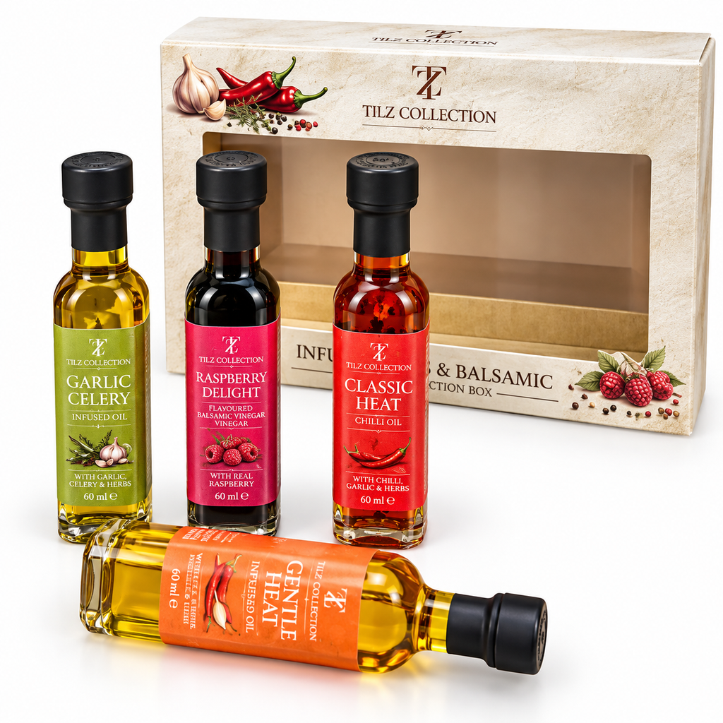 Infused Condiment Selection | Chilli Oil, Garlic Oil & Fruit Vinegars (4 × 100ml)