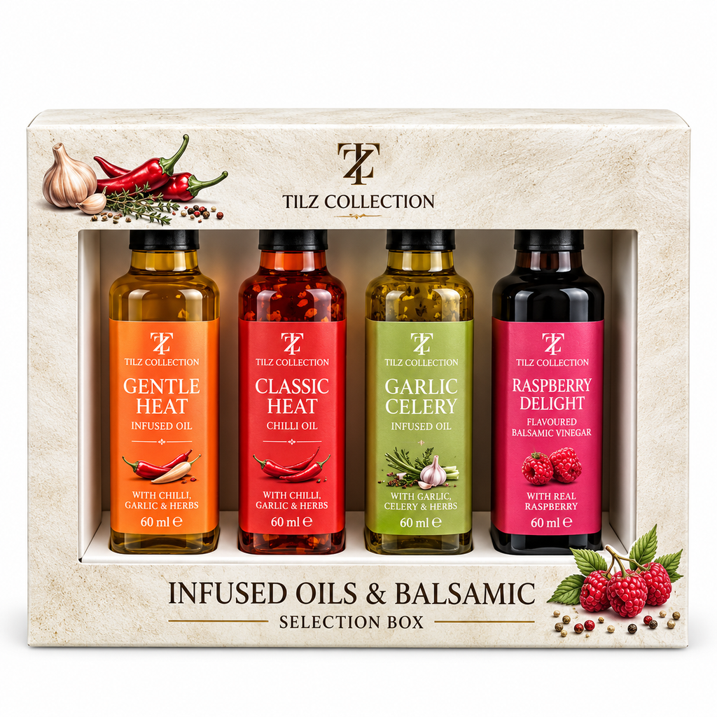 Infused Condiment Selection | Chilli Oil, Garlic Oil & Fruit Vinegars (4 × 100ml)