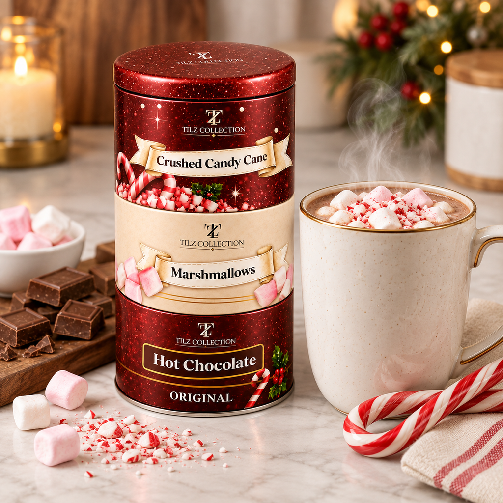 Hot Chocolate Stacked Tins Gift Set | Cocoa, Marshmallows & Candy Cane