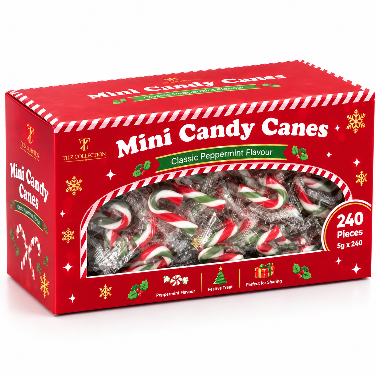 Mini Candy Canes Bulk Box | 240 Peppermint Canes (1.2kg)