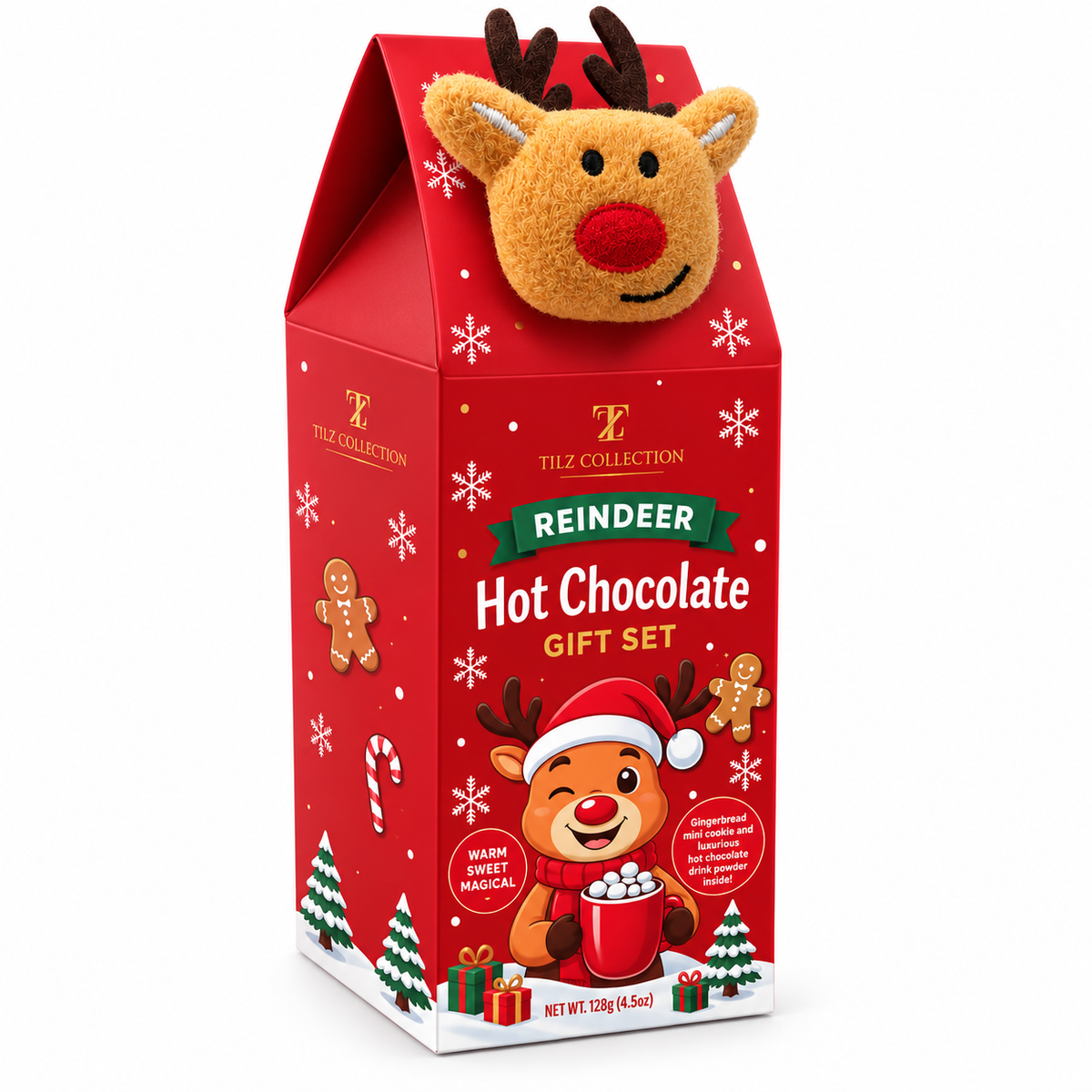 Gingerbread Man Hot Chocolate Gift Set | Choco Bomb, Biscuits & Socks