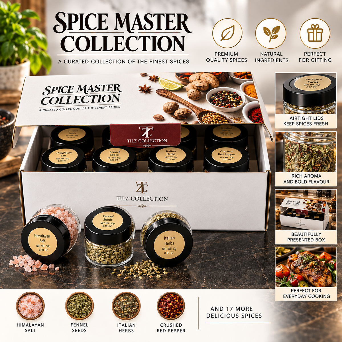 Herbs & Spices Gift Set | 24 Seasonings for Cooking