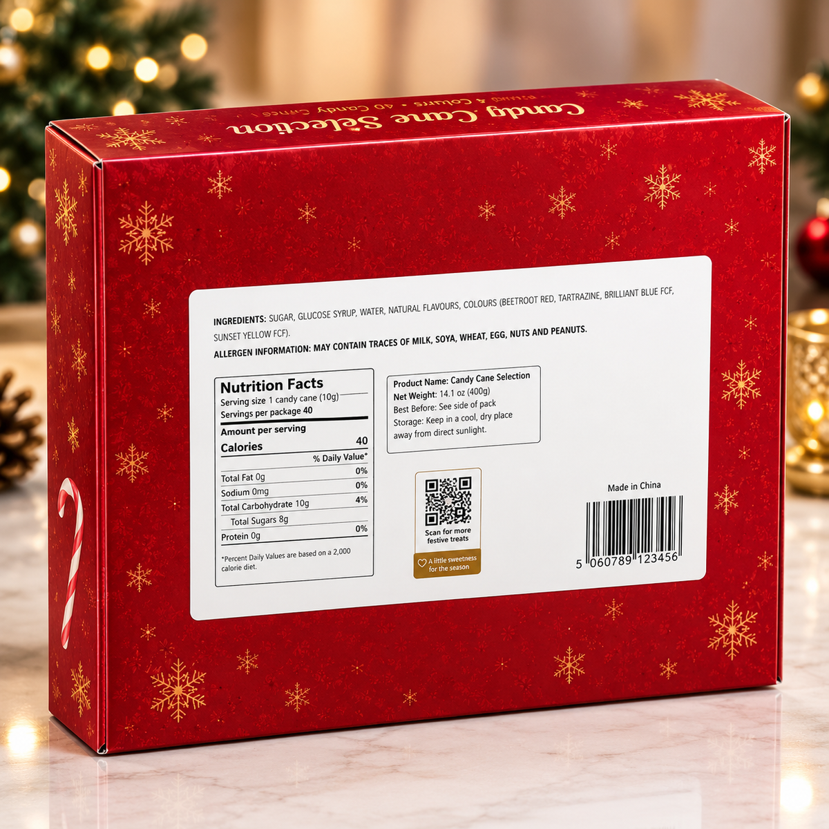 Festive Candy Canes | 40 Pack in 4 Designs (400g)