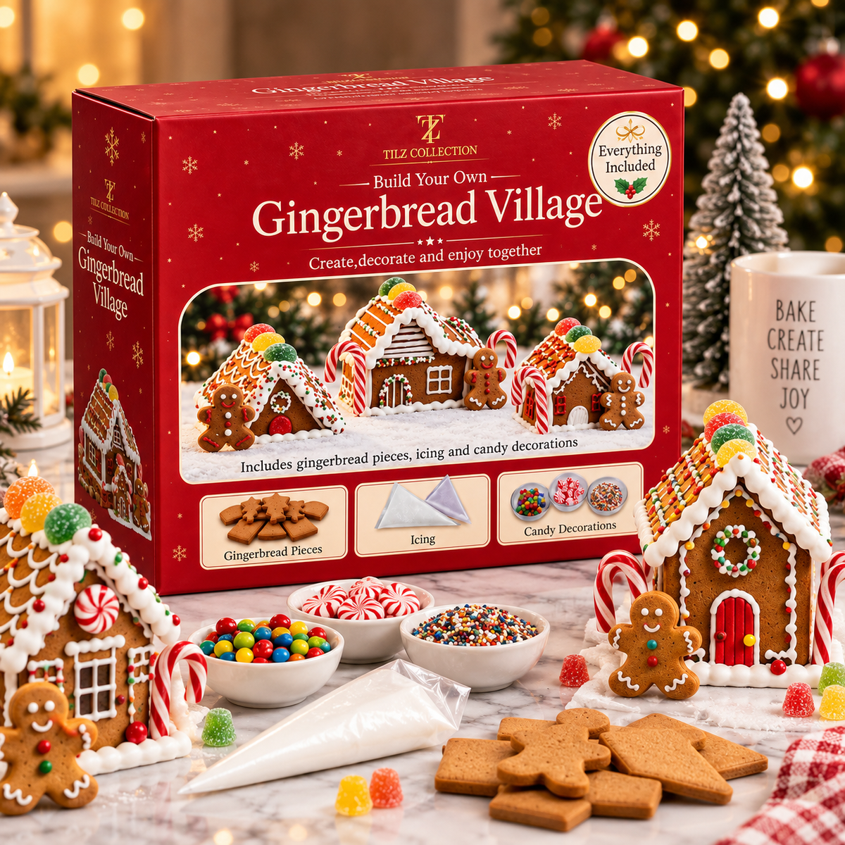 Gingerbread Village Kit | DIY House with Icing & Sweets