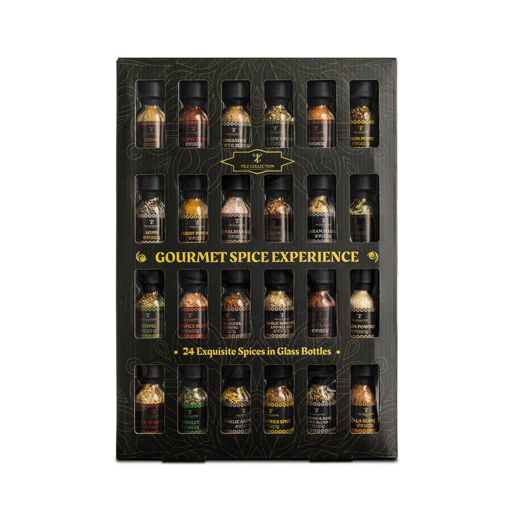 Tilz Collection Imperial Chef's 24 Jar Spice Gift Set with premium gourmet spice jars