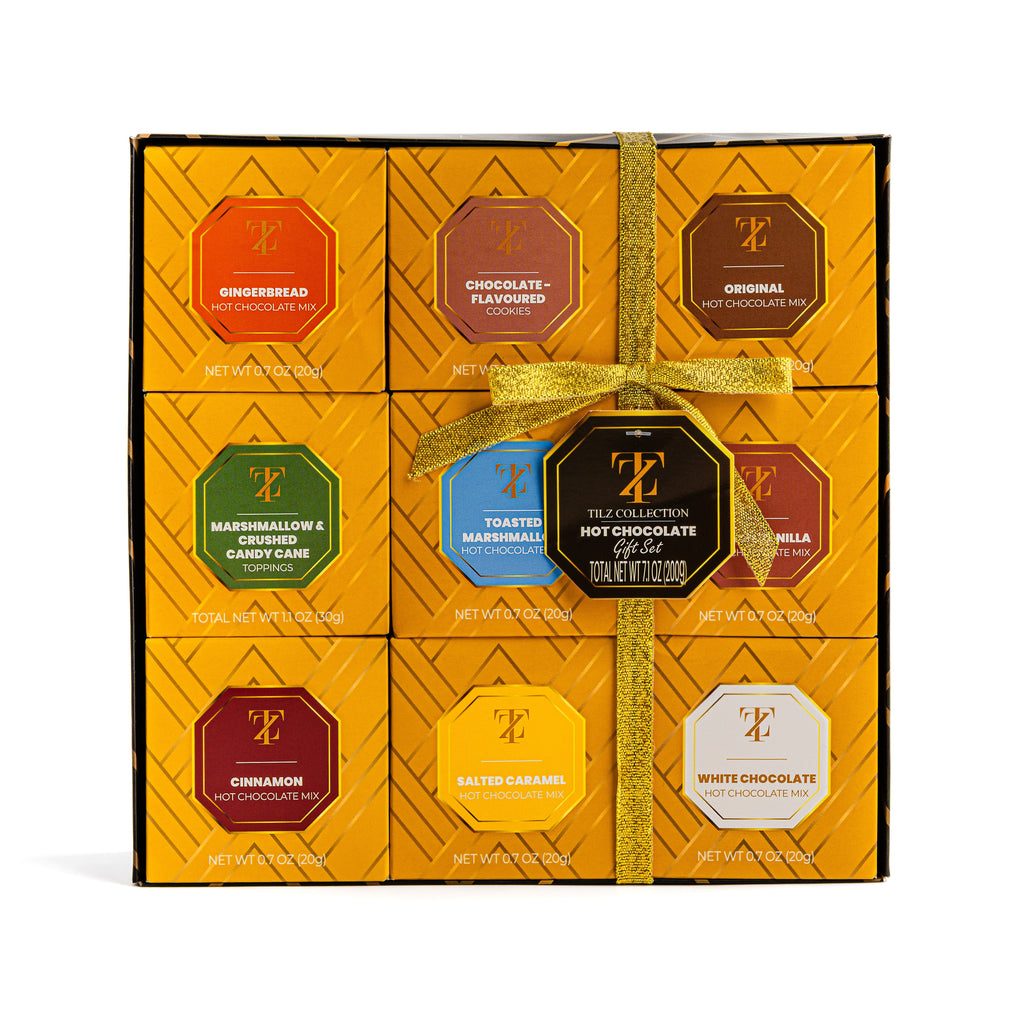 Tilz Collection Gourmet Hot Chocolate Gift Set with nine luxury cocoa flavours