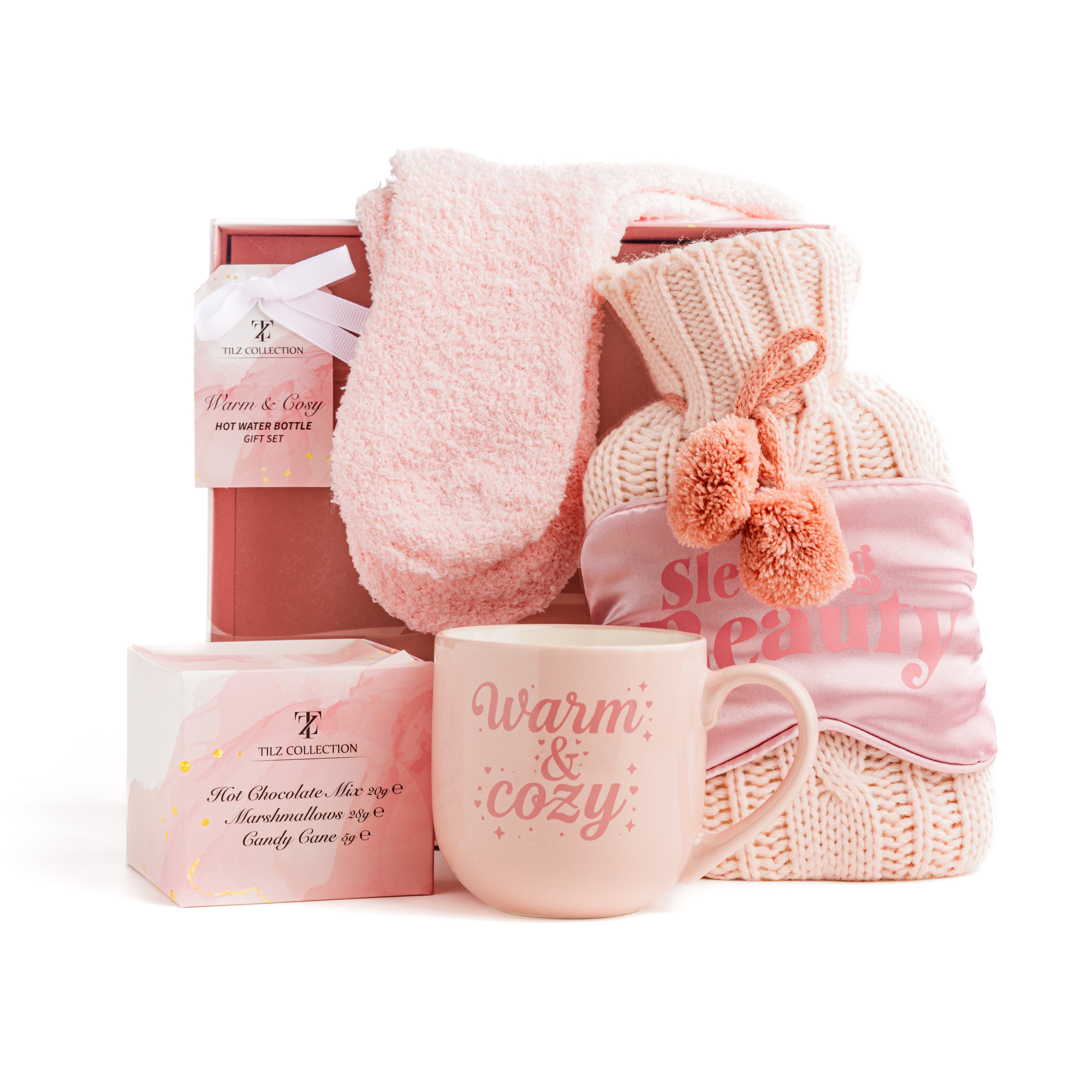 Warm & Cosy Night-In Gift Box – Hot Water Bottle, Mug & Hot Chocolate Treats